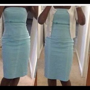 Blue/ sea foam green express halter dress